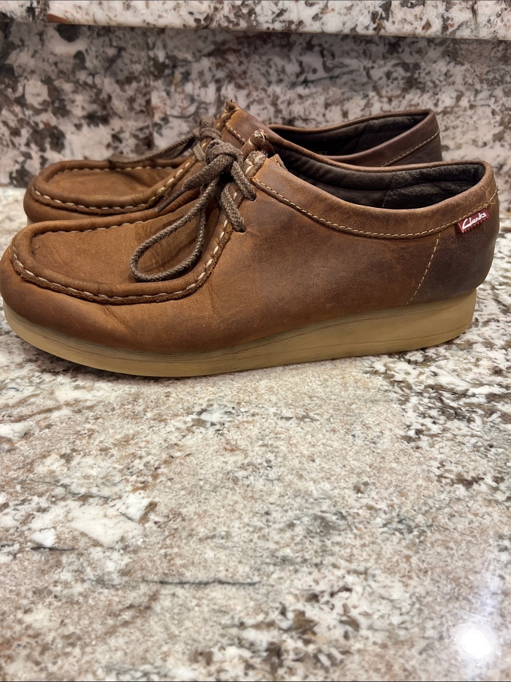 Clarks Brown Leather Moc Toe Lace-Up Casual Loafers